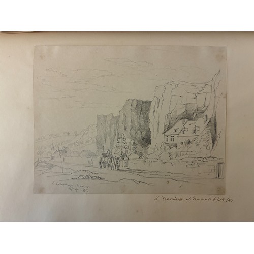  'Sketches in Switzerland, 1851' - A leather-bound album containing approx. 60 pencil sketches of Swi... 