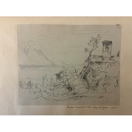  'Sketches in Switzerland, 1851' - A leather-bound album containing approx. 60 pencil sketches of Swi... 