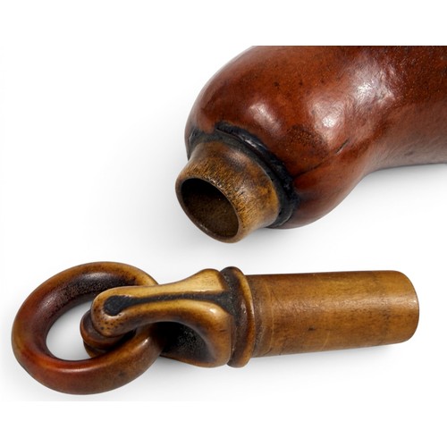 474 - A large Japanese double gourd flask, Meiji period (1868-1912) the stopper and ring finely carved fro... 