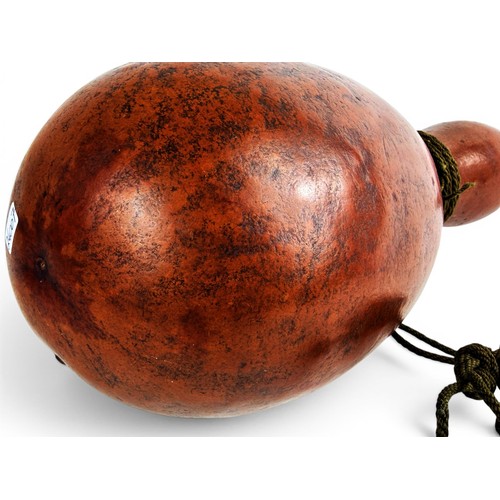 474 - A large Japanese double gourd flask, Meiji period (1868-1912) the stopper and ring finely carved fro... 
