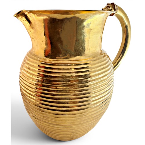 552 - An exceptional 22ct yellow gold full scale replica of The Oxus Treasure Jug, of ovoid form with hori... 