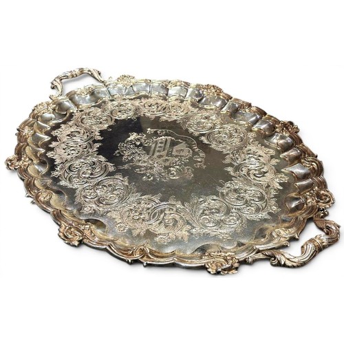 113 - A large and impressive William IV twin-handled silver presentation tray, London, 1834 by Edward, Edw... 