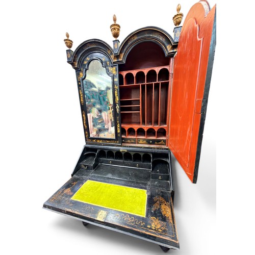 574 - A good George I period japanned bureau-cabinet, in the manner of John Belchier (1699-1753) originall... 
