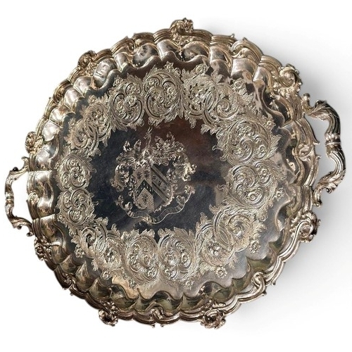 113 - A large and impressive William IV twin-handled silver presentation tray, London, 1834 by Edward, Edw... 