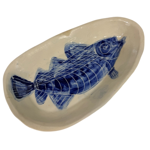 18 - A collection of contemporary blue and white ware, including two examples by Jennine Roper in the for... 