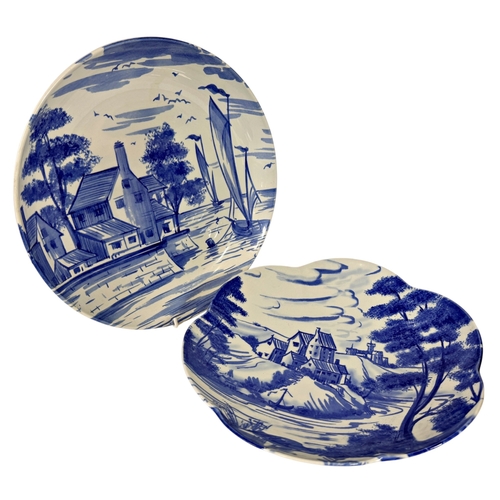 22 - A collection of 19th century and later blue and white transfer ware, including tureens, dishes, tea ... 