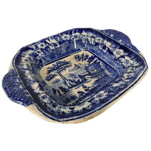 22 - A collection of 19th century and later blue and white transfer ware, including tureens, dishes, tea ... 