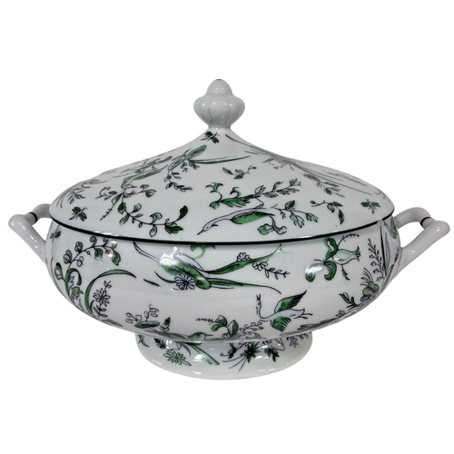 4 - A Limoges porcelain dinner service in the Parsifal pattern in a green colour way, comprising of grad... 