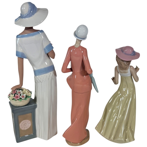 59 - Three porcelain figures, one by Nadall, and two Nao figures, all of slender girls.
