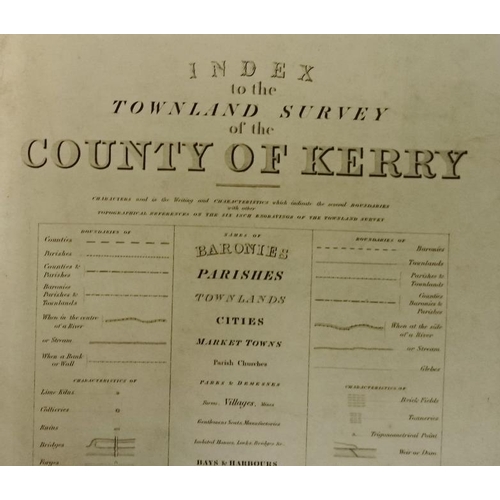18 - Townland Survey of County Kerry (c.1840) - Hand Coloured Folding Map on Canvas