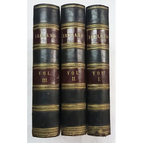 65 - Mr. & Mrs. C. Hall 'Hall's Ireland' (1850) - 3 Volumes - Numerous Plates and Colour Maps - Fine Bind... 
