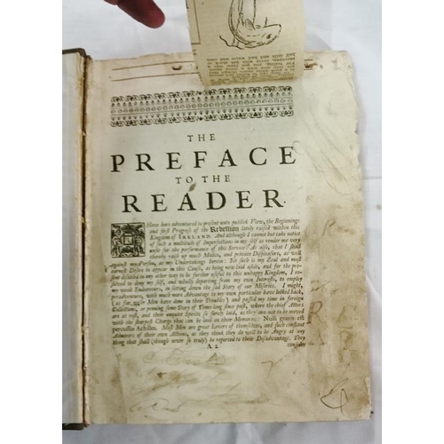 70 - Sir John Temple - 'History of Irish Rebellion in 1841' - Lacks Title Page - Half Calf Binding