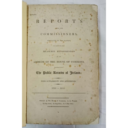 107 - Reports from the Commissioners respecting Public Records of Ireland (1810-1820) - Large Folio - Plat... 