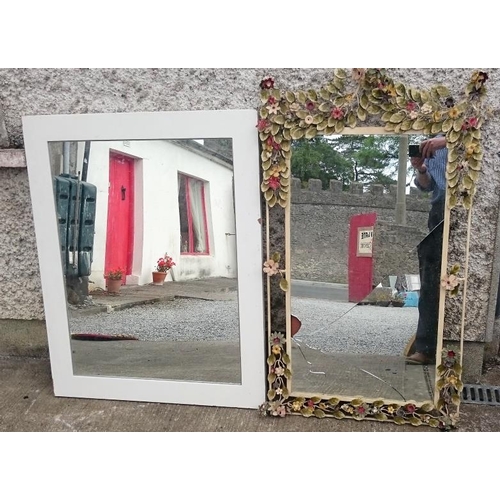 48 - Very Decorative Wall Mirror with Floral Metalwork Detail and One other