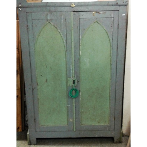 66 - Pine Two Door Cupboard with arch panel doors