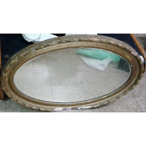 93 - Oval Gilt Framed Mirror (in need of restoration)