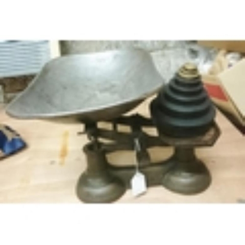 116 - Set of Kitchen Scales including Full Set of Brass and Iron Weights