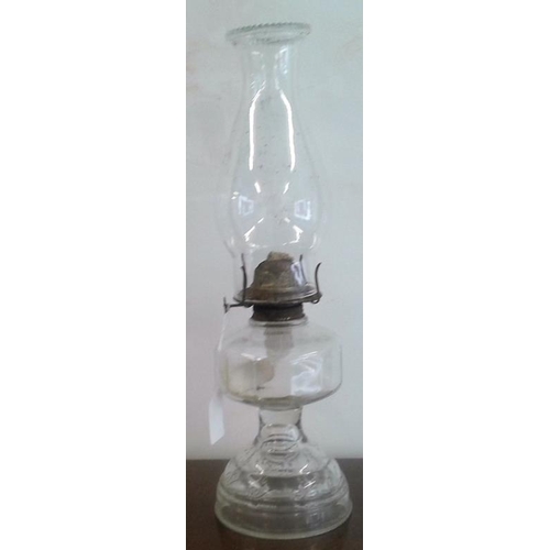 561 - Oil Lamp with Clear Glass Bowl and Globe