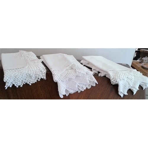 577 - Three Pairs of Pillow Cases with Lace Trim