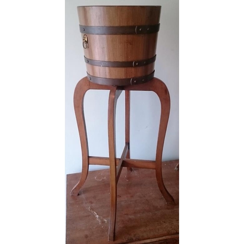 581 - Mahogany and Copper Bound Jardiniere on Stand