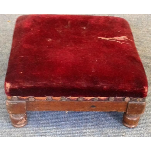 584 - Wine Coloured Upholstered Footstool