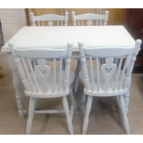 597 - Painted Pine Kitchen Table and Four Chairs