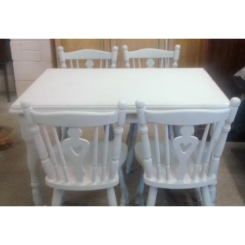 597 - Painted Pine Kitchen Table and Four Chairs