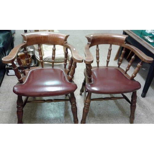 606 - Two Upholstered Captain's Chairs