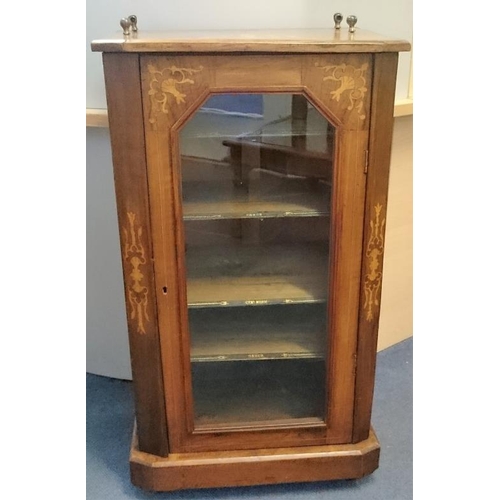 607 - Edwardian Inlaid Walnut Music Cabinet c.20in  wide, 36in tall