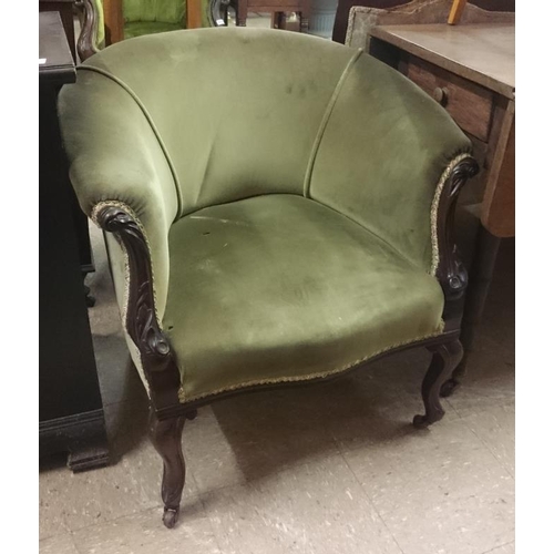 602 - Victorian Mahogany Tub Chair on cabriole legs