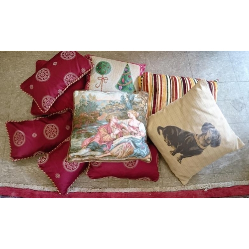 523 - Bag of Various Cushions incl. a Tapestry panel one