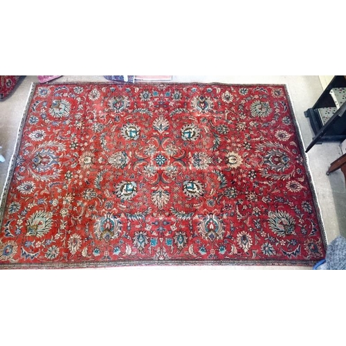 548 - Red Ground Persian 'Tabriz' Carpet with unique all-over floral design, c.3.5m x 2.4m