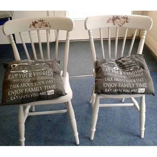 556 - Pair of Painted Kitchen Chairs with Cushions