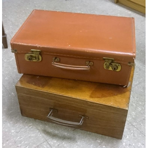 37 - Vintage Leather Case and a Wooden Box