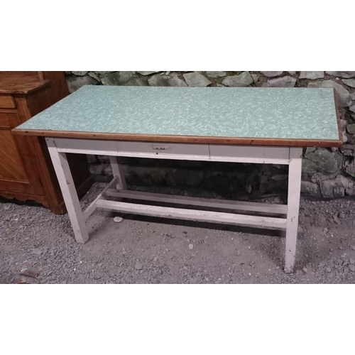 42 - Irish Pine Farmhouse Kitchen Table with single drawer