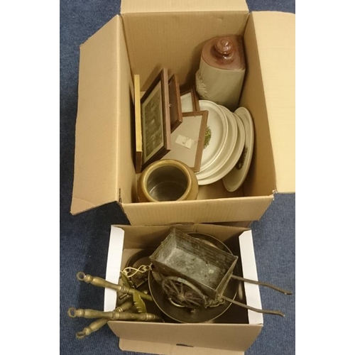 44 - Box of Brass Wares and a Mixed Box Lot