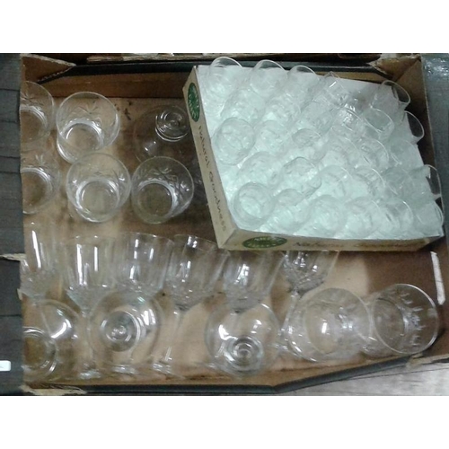 57 - Box of Glasses to include Tot Glasses, etc.