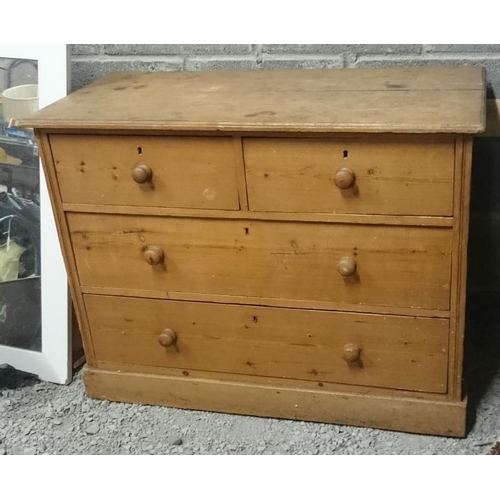 68 - Pine Chest Drawers with two short and two long drawers and open pine wall bracket