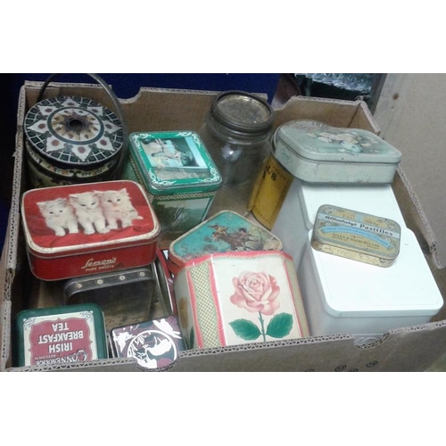 114 - Box of Various Vintage Tins, etc.