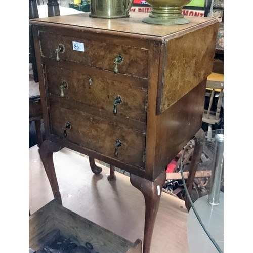 86 - Walnut Drop Leaf Bedside Cabinet