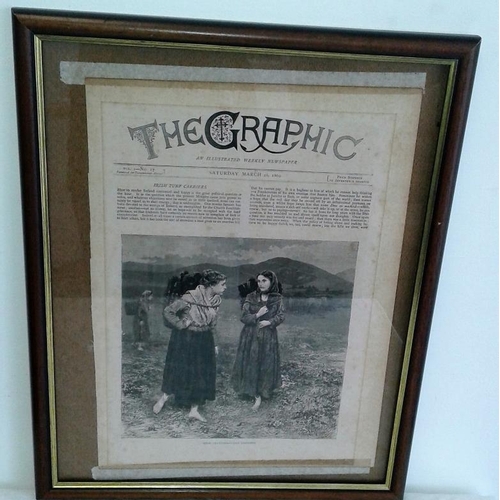 511 - Framed Original Front Page of 'Irish Graphics' Newspaper dated 11/3/1969 - Turf Carriers