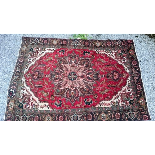 515 - Very Heavy Persian Heriz Rug, the red ground with unique all-over floral design, c.8ft8 x 6ft (2.65m... 