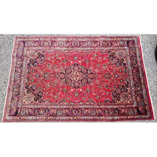 522 - Persian Mashad Carpet with red ground and traditional design, c.9ft4 x 6ft (2.86m x 1.85m)