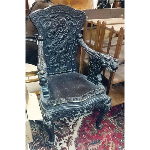 525 - Profusely Carved Eastern Chair