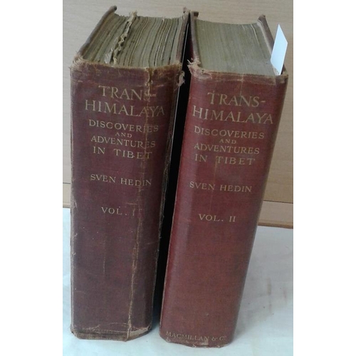 73 - Trans Himalaya  Discoveries and Adventures in Tibet by Sven Hedin in two volumes. 1909. Cloth. Shaky... 