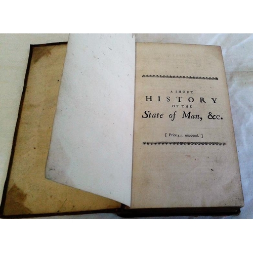 91 - A Short History of the State of Man   Rev. Mr. Wetenhall Wilkes.   London. 1746. Half leather.