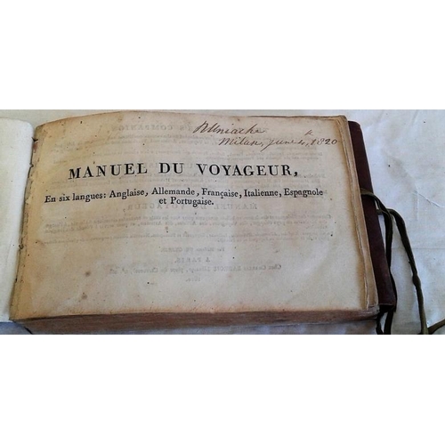 92 - Manuel Du Voyageur,   In Six Languages, English etc. Paris. 1810. Full leather with ribbon. rare ite... 