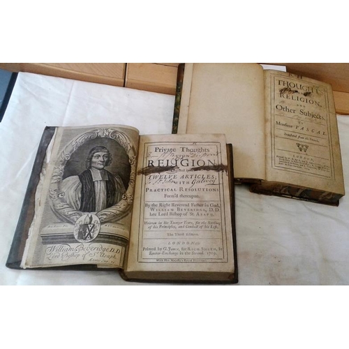 93 - Thoughts on religion and other subjects by Monsieur Pascal. London 1704. Half-leather. &  Private Th... 