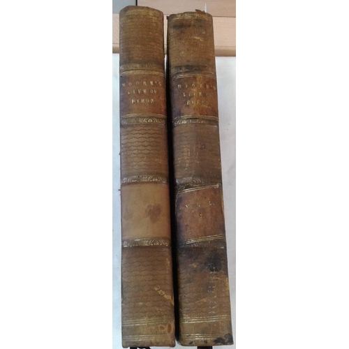 101 - Letters and Journals of Lord Byron by Thomas Moore.  2 vols.  1833. Half-leather