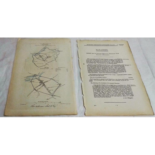 121 - Banagher. Map of the Municipal Commissioners. Signed by Thomas Larcom. 1837. With 2 pages of text. R... 